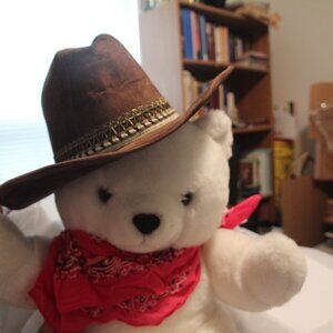 Vintage brown suede cowboy hat. Size medium. YA brand. Like new.